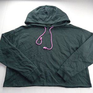 Wild Fable Women's Cropped Hoodie Sweatshirt Size Medium Hematite Gray Raw Hem